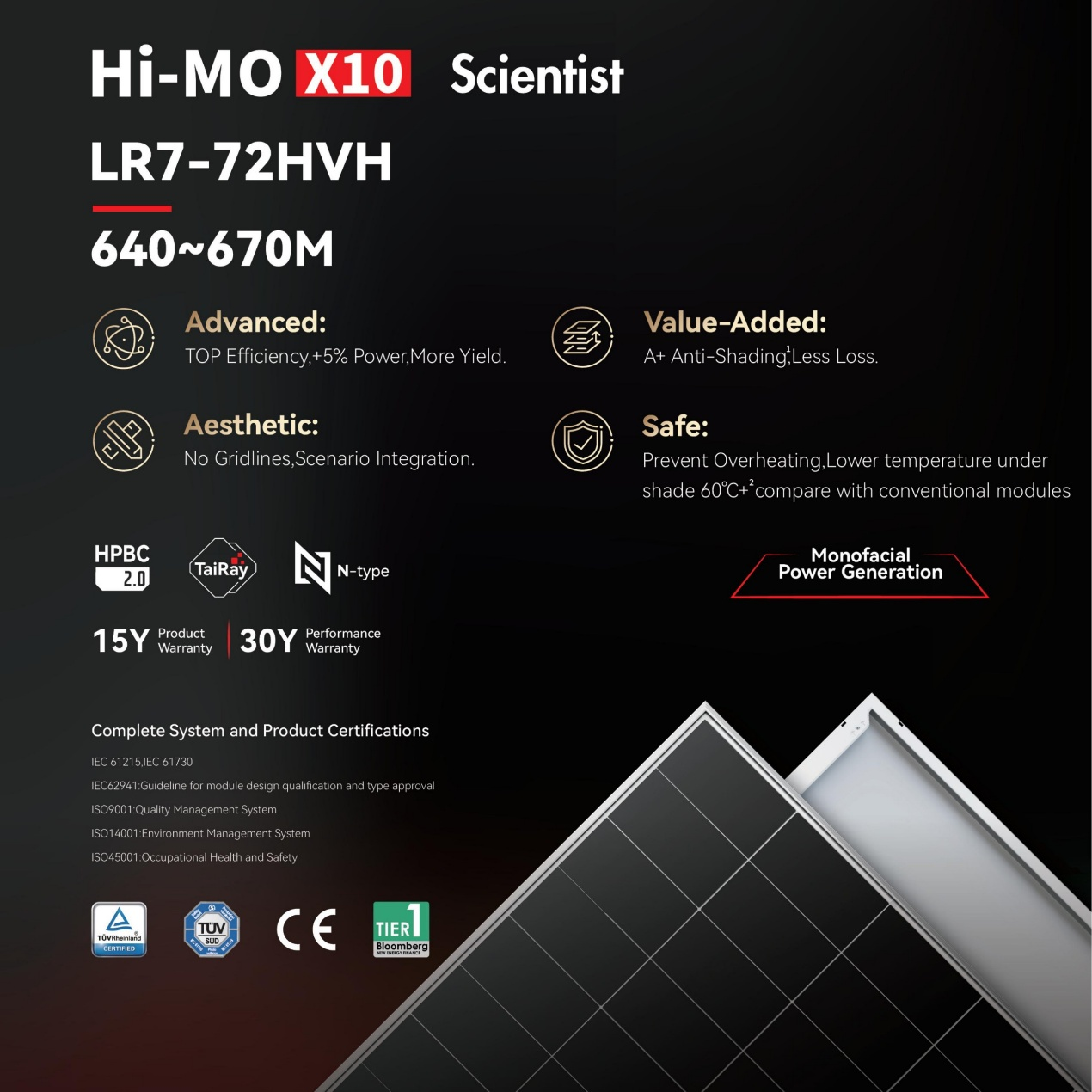 LONGi Solar Panel — Hi-MO X HPBC All-Black